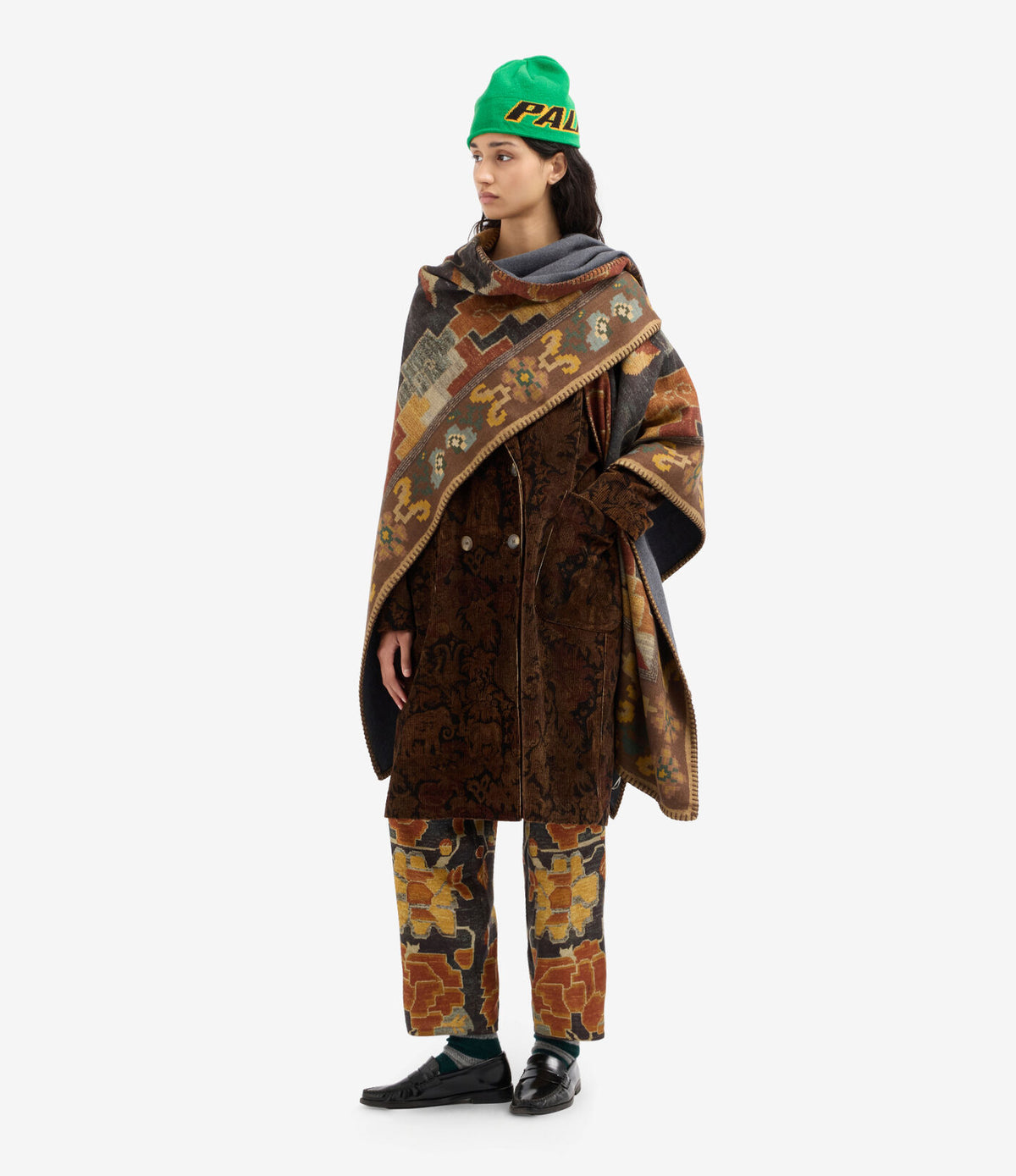 Pancake Wool Poncho Cape