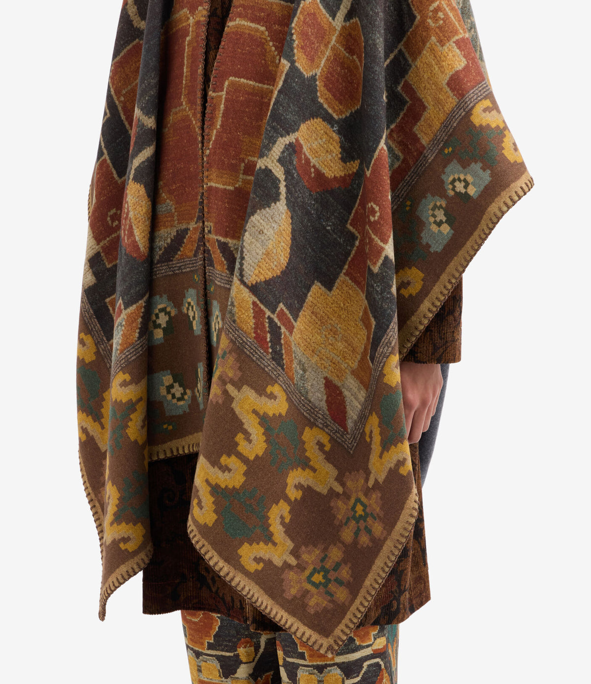 Pancake Wool Poncho Cape
