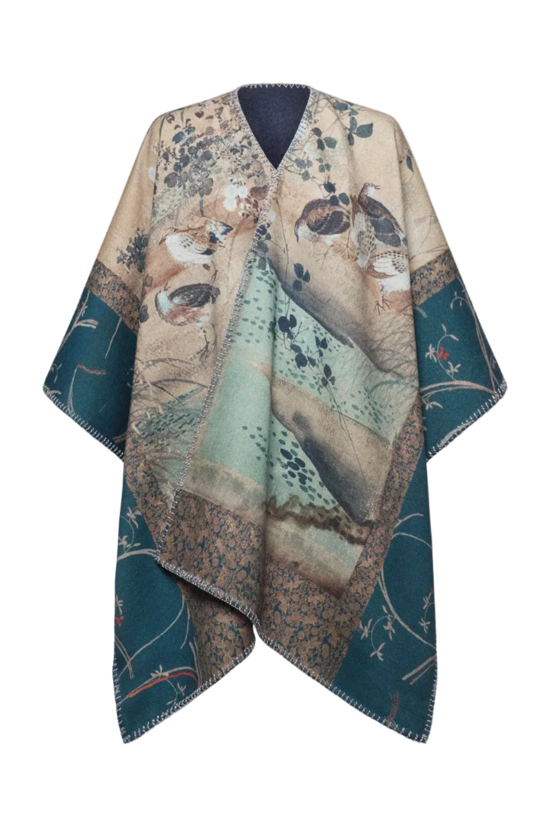 Pancake Wool Poncho Cape