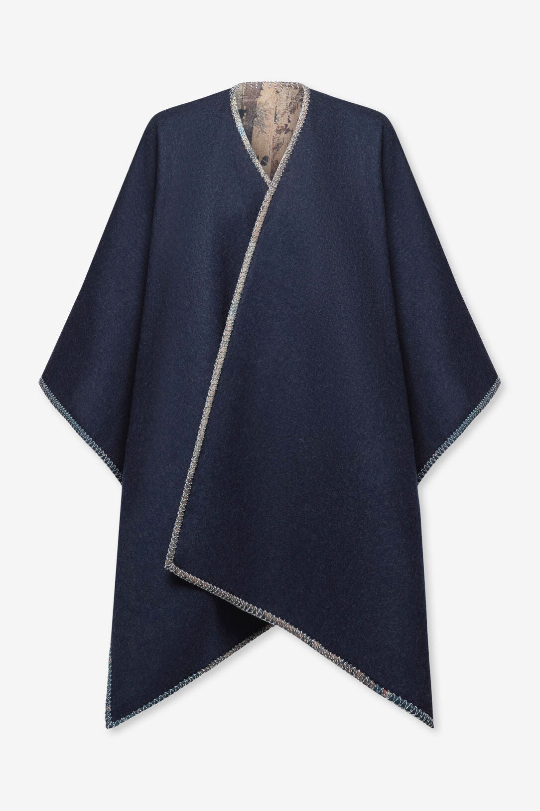 Pancake Wool Poncho Cape