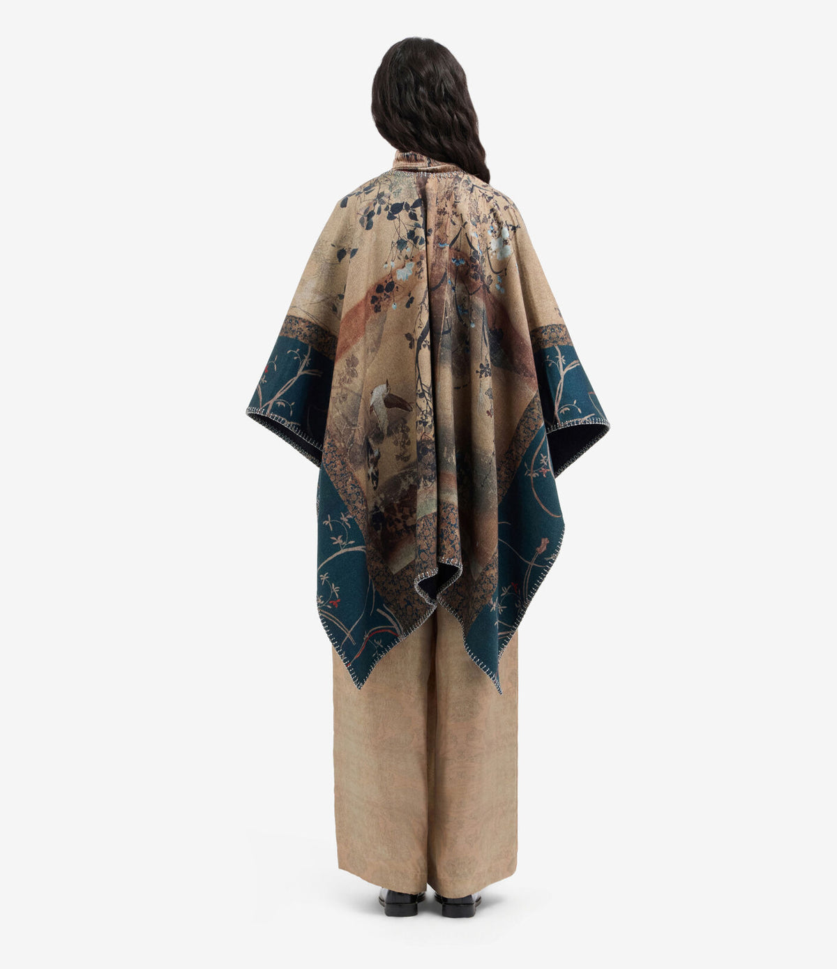 Pancake Wool Poncho Cape
