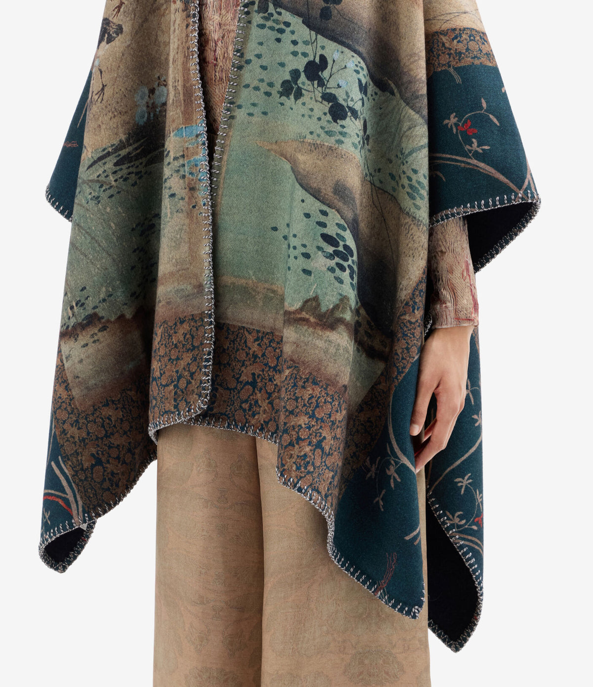 Pancake Wool Poncho Cape
