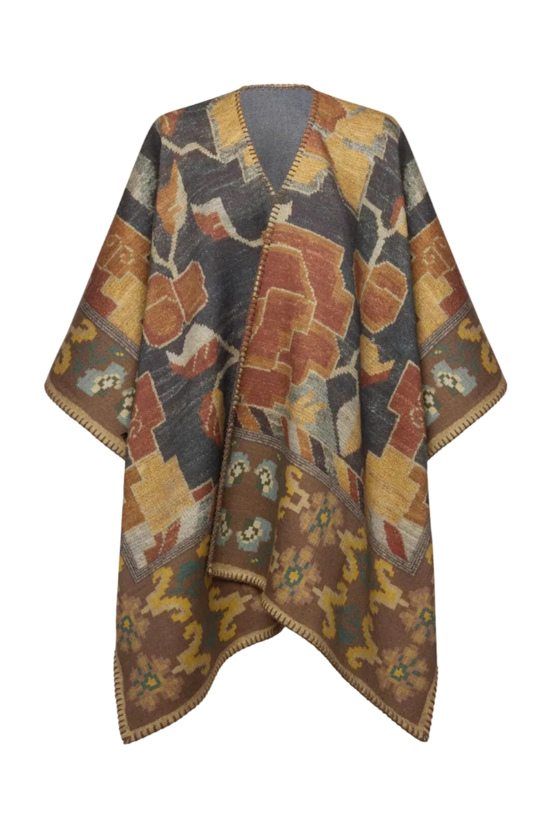 Pancake Wool Poncho Cape