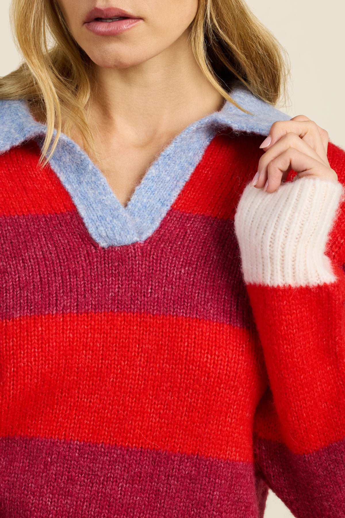 Parker Polo Sweater Red Stripe