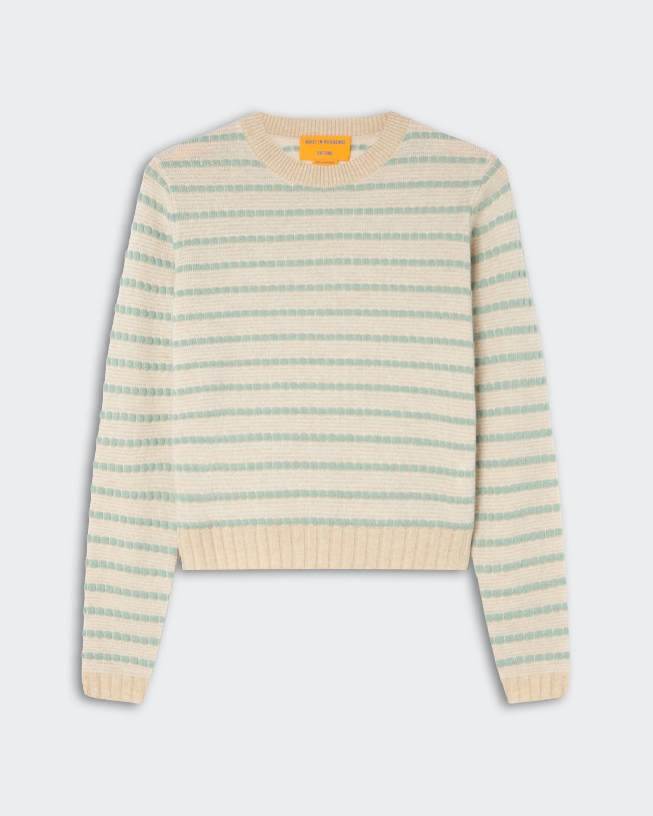 Pebble Stripe Shrunken Crew - Sandstone Combo - ghost