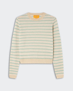 Pebble Stripe Shrunken Crew - Sandstone Combo - ghost