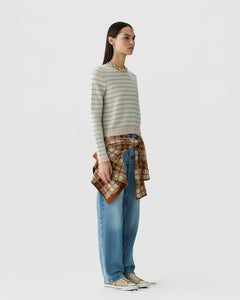 Pebble Stripe Shrunken Crew - Sandstone Combo