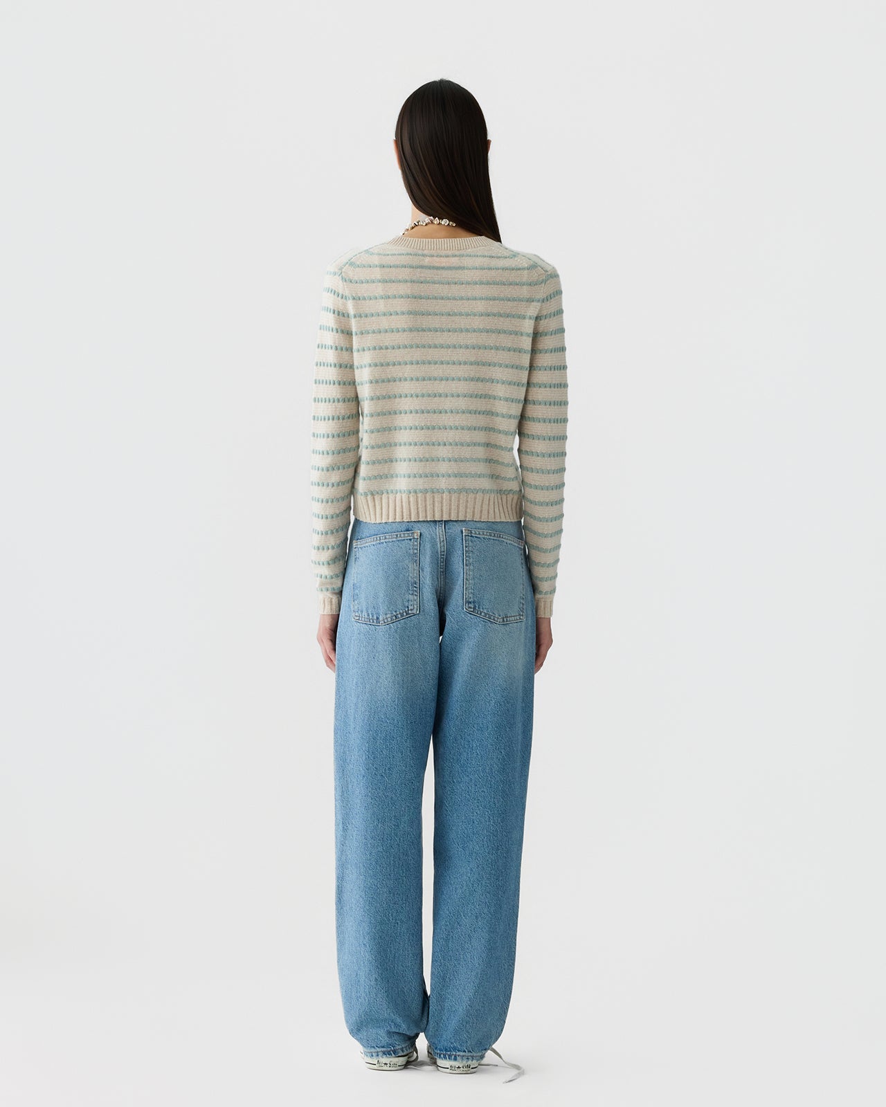 Pebble Stripe Shrunken Crew - Sandstone Combo