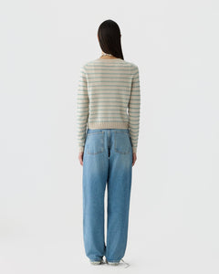 Pebble Stripe Shrunken Crew - Sandstone Combo