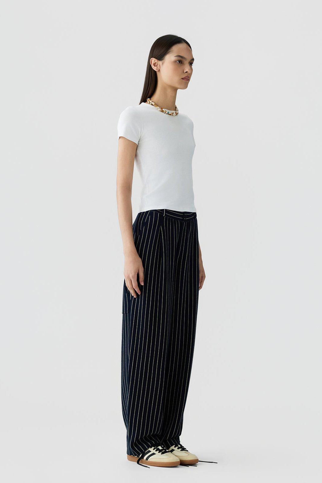 Pinstripe Carpenter Pant - Navy/Butter