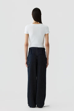 Pinstripe Carpenter Pant - Navy/Butter