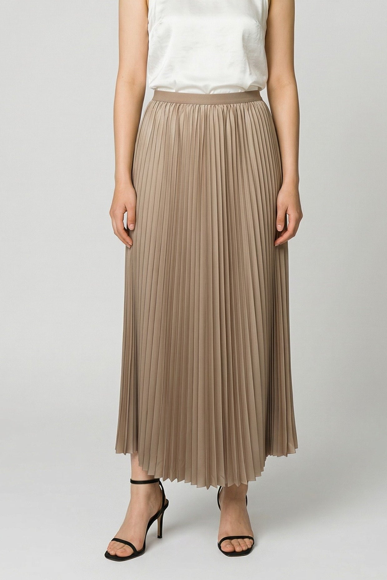 Pleated Tulle Midi Skirt