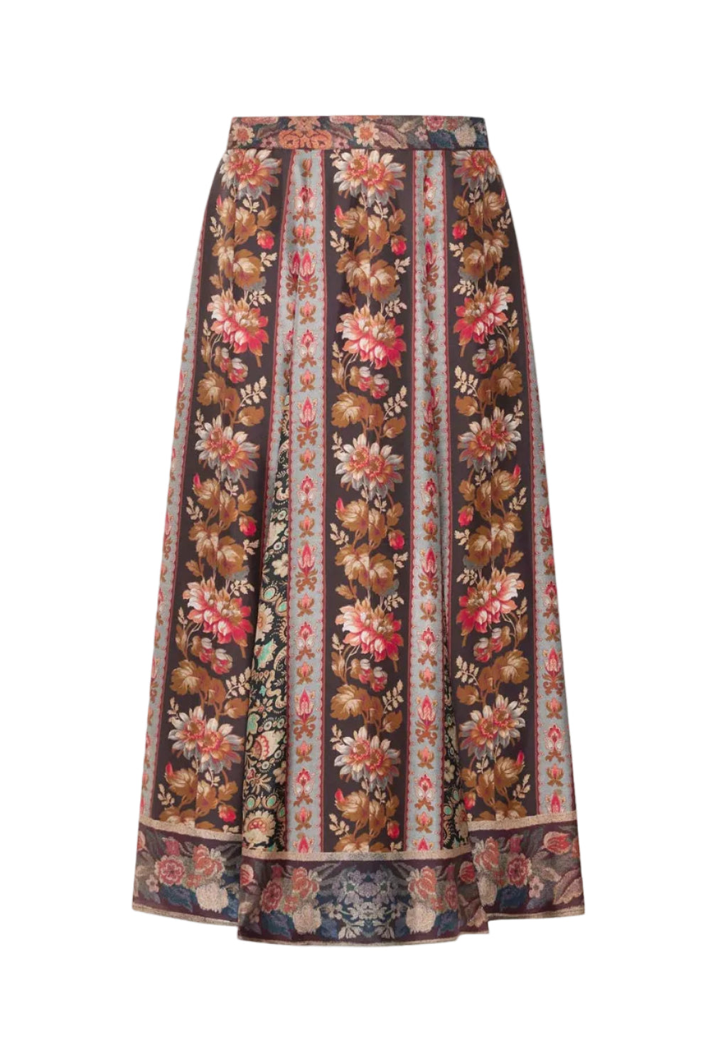 Printed A-Line Silk Skirt
