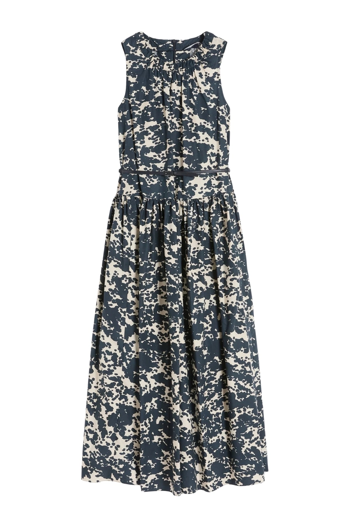 Printed cotton dress with belt