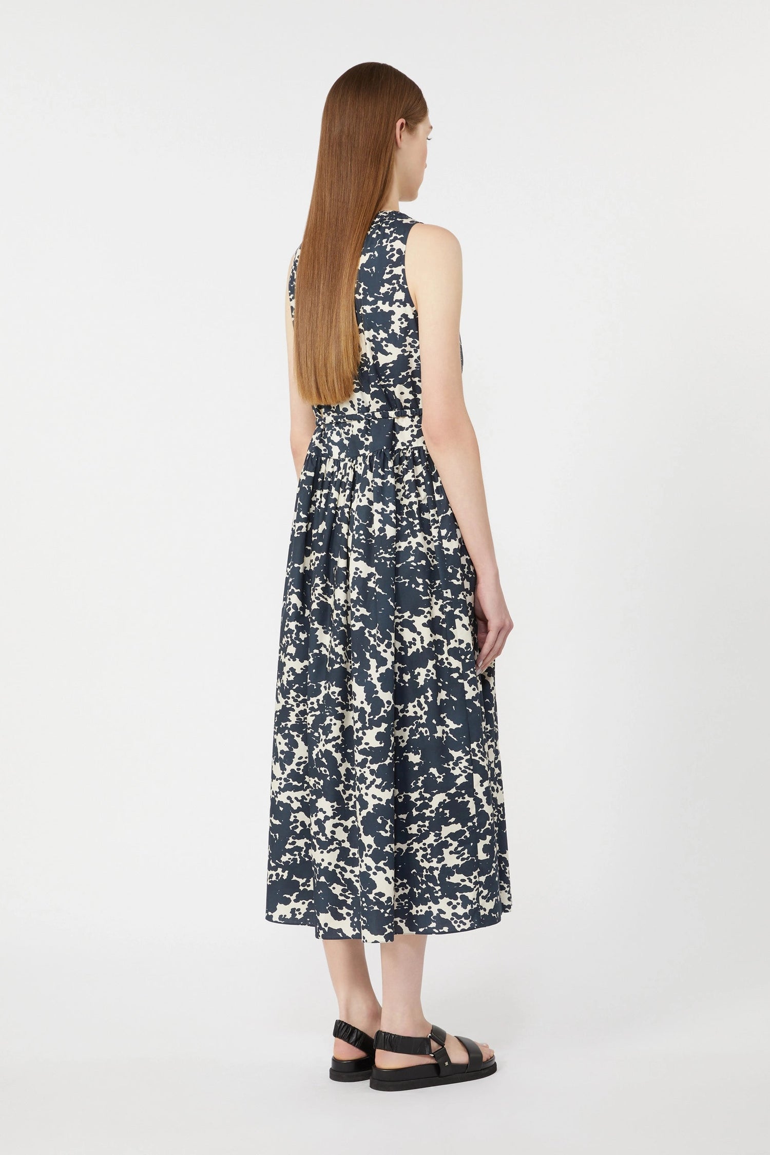 Printed cotton dress with belt