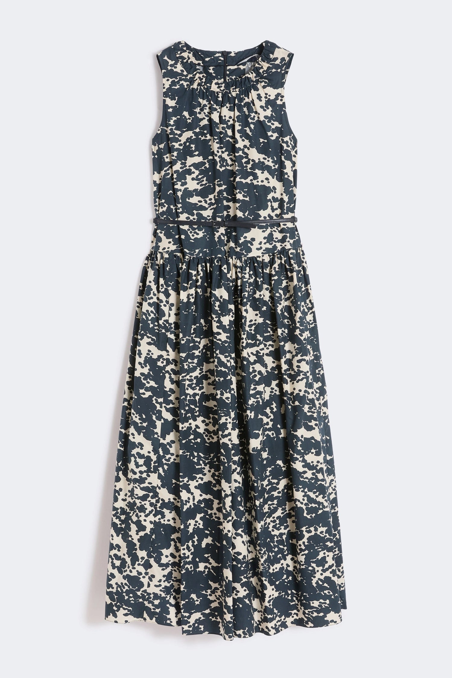 Printed cotton dress with belt