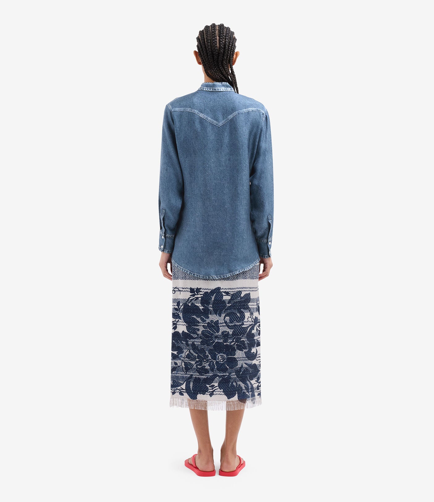 Printed Denim Silk Shirt