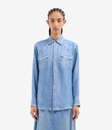 Printed Denim Silk Shirt