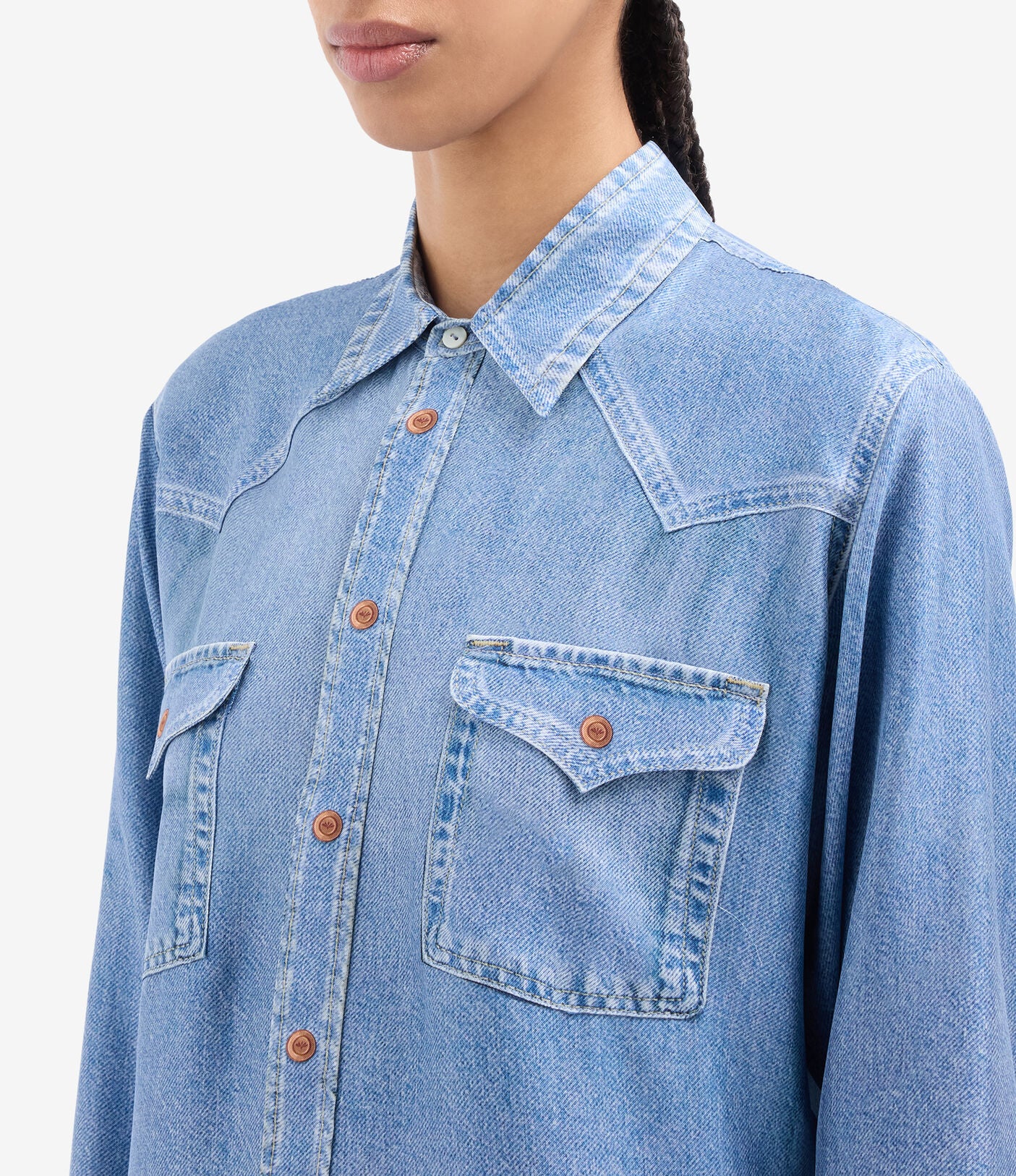 Printed Denim Silk Shirt