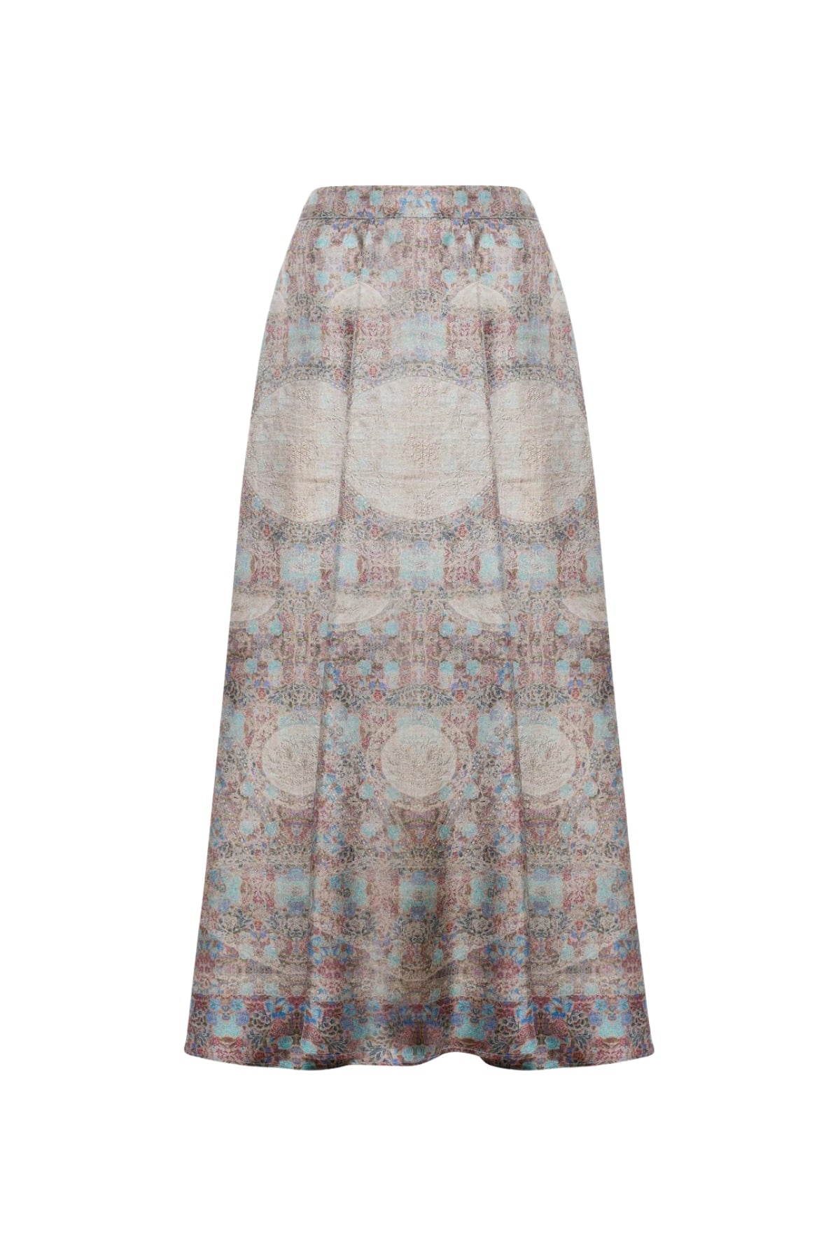 Printed Silk Midi Skirt