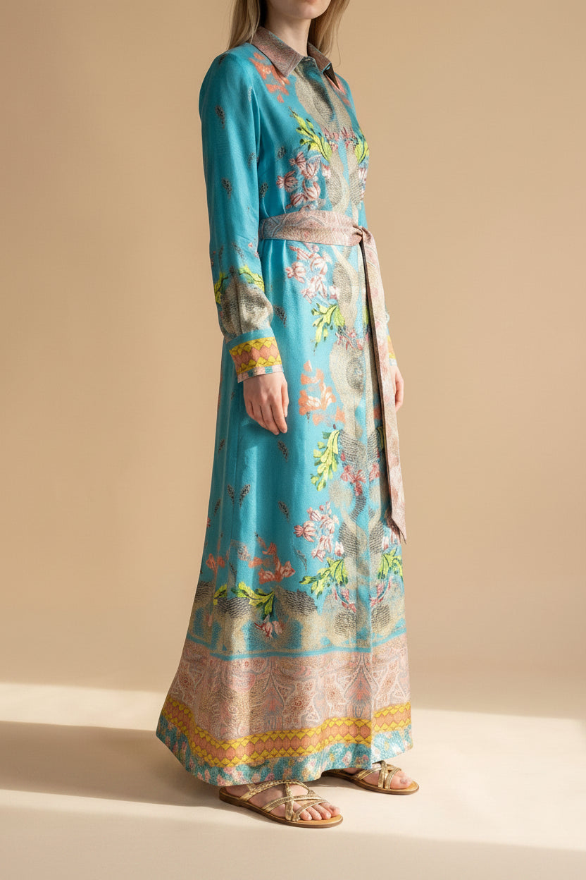 Printed Silk Shirt Dress