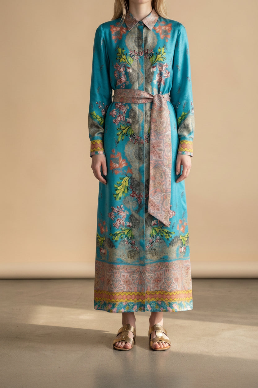 Printed Silk Shirt Dress