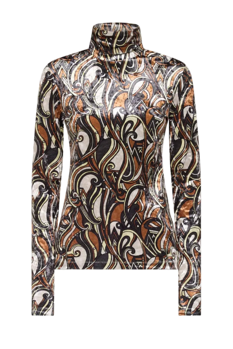 Printed Velvet Turtleneck