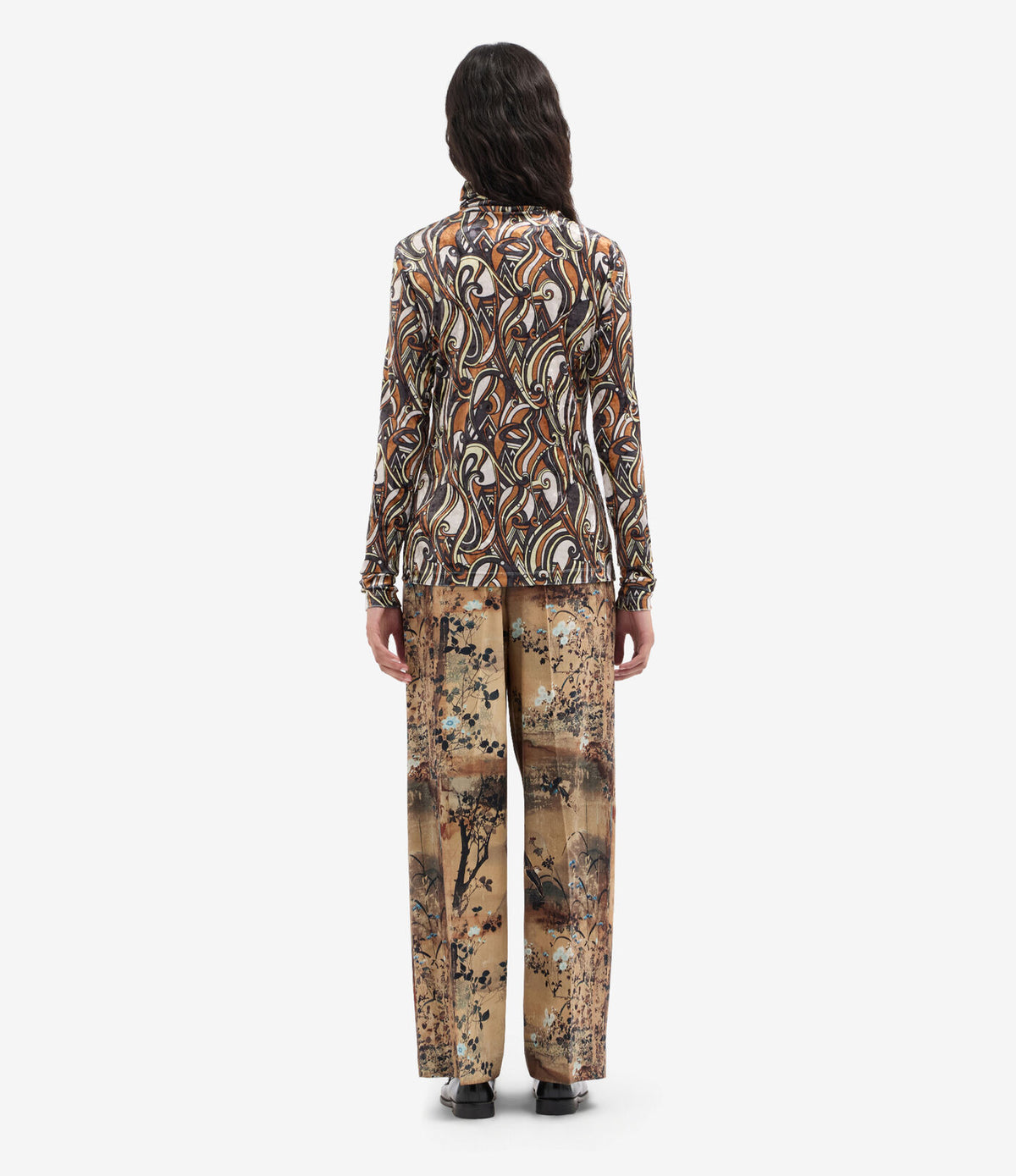 Printed Velvet Turtleneck