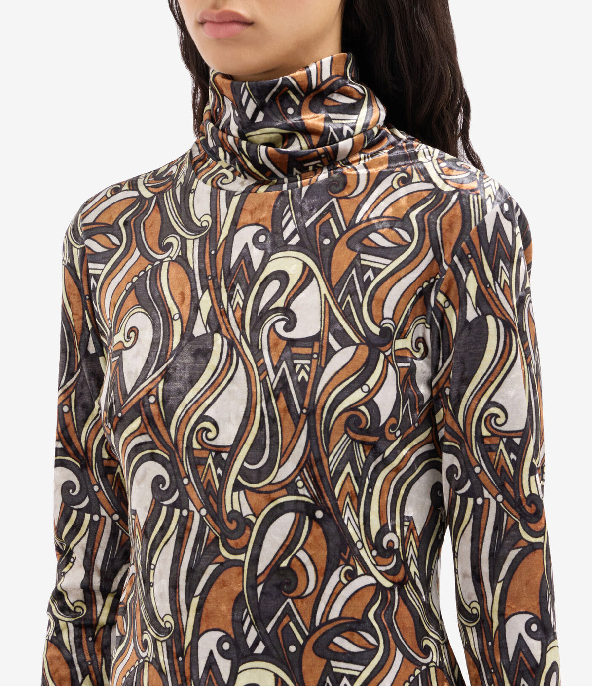 Printed Velvet Turtleneck