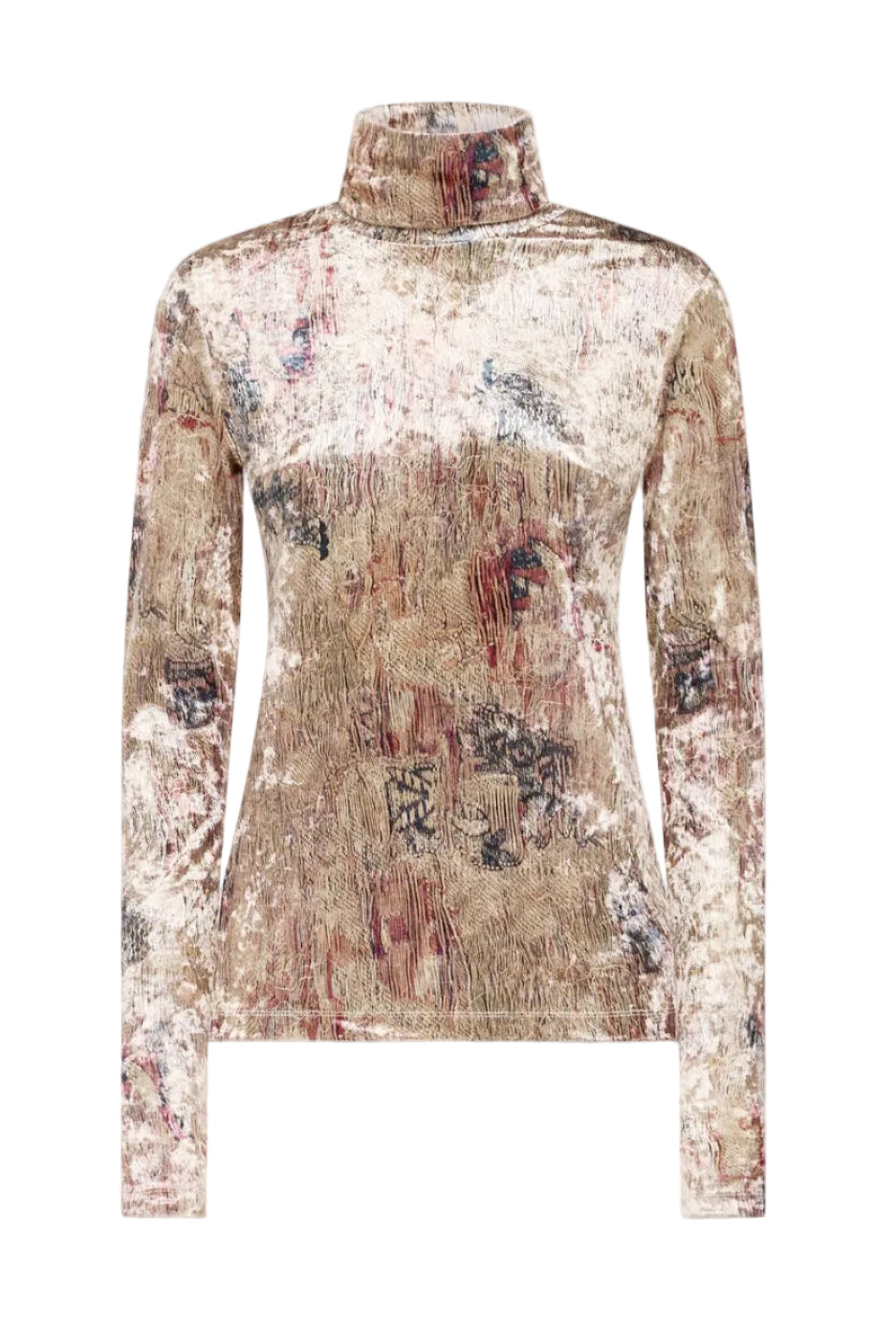 Printed Velvet Turtleneck