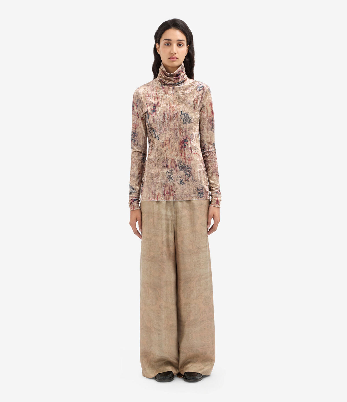 Printed Velvet Turtleneck