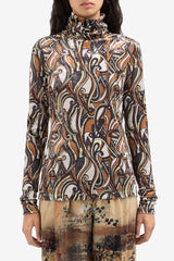Printed Velvet Turtleneck