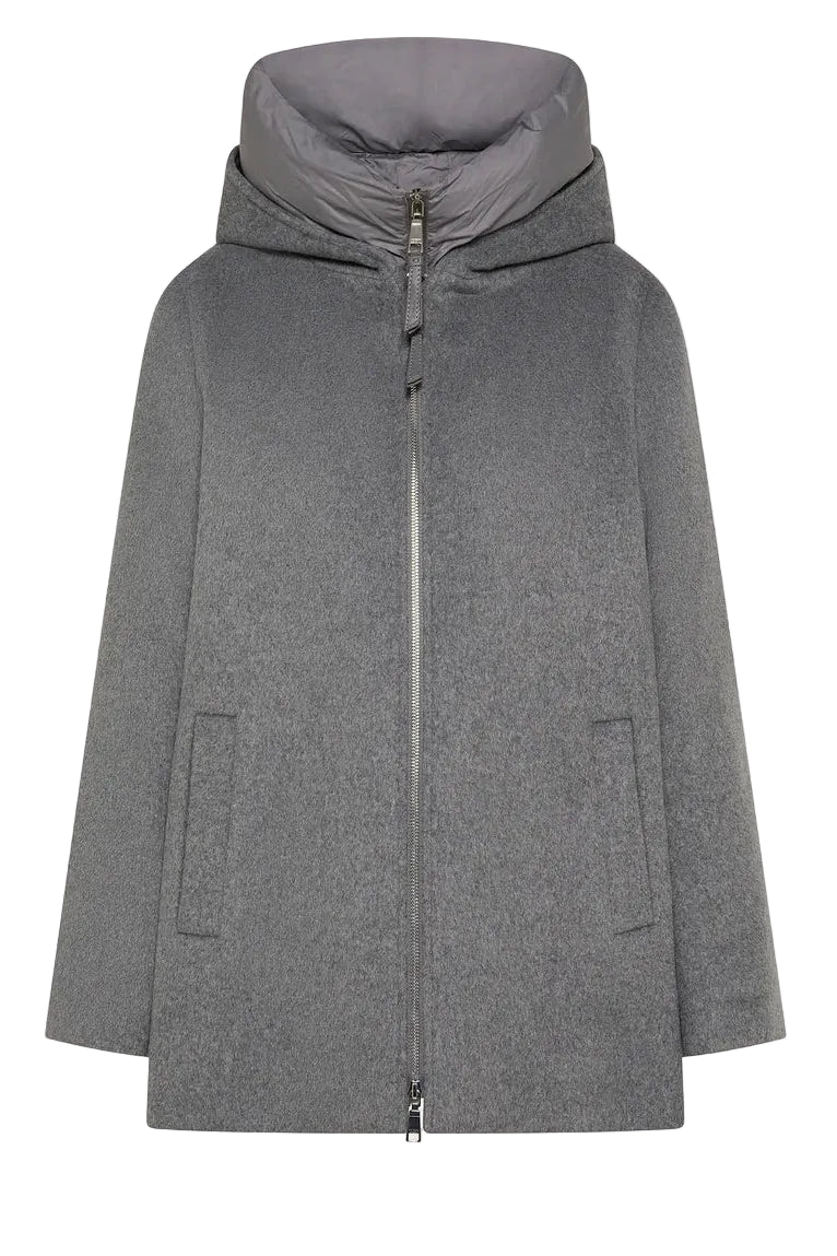 Puffy Zipper Wool Coat