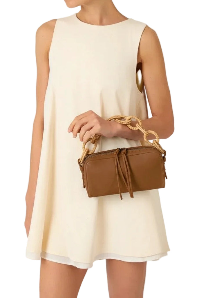 Raffia Chain Leather Bag