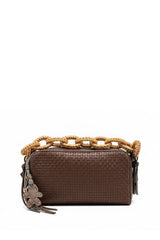 Raffia Chain Woven Leather Bag