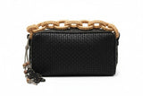 Raffia Chain Woven Leather Bag