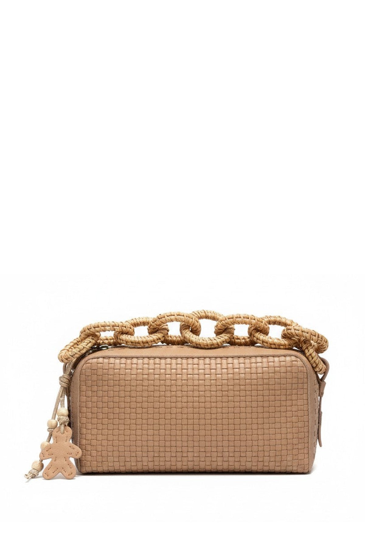 Raffia Chain Woven Leather Bag