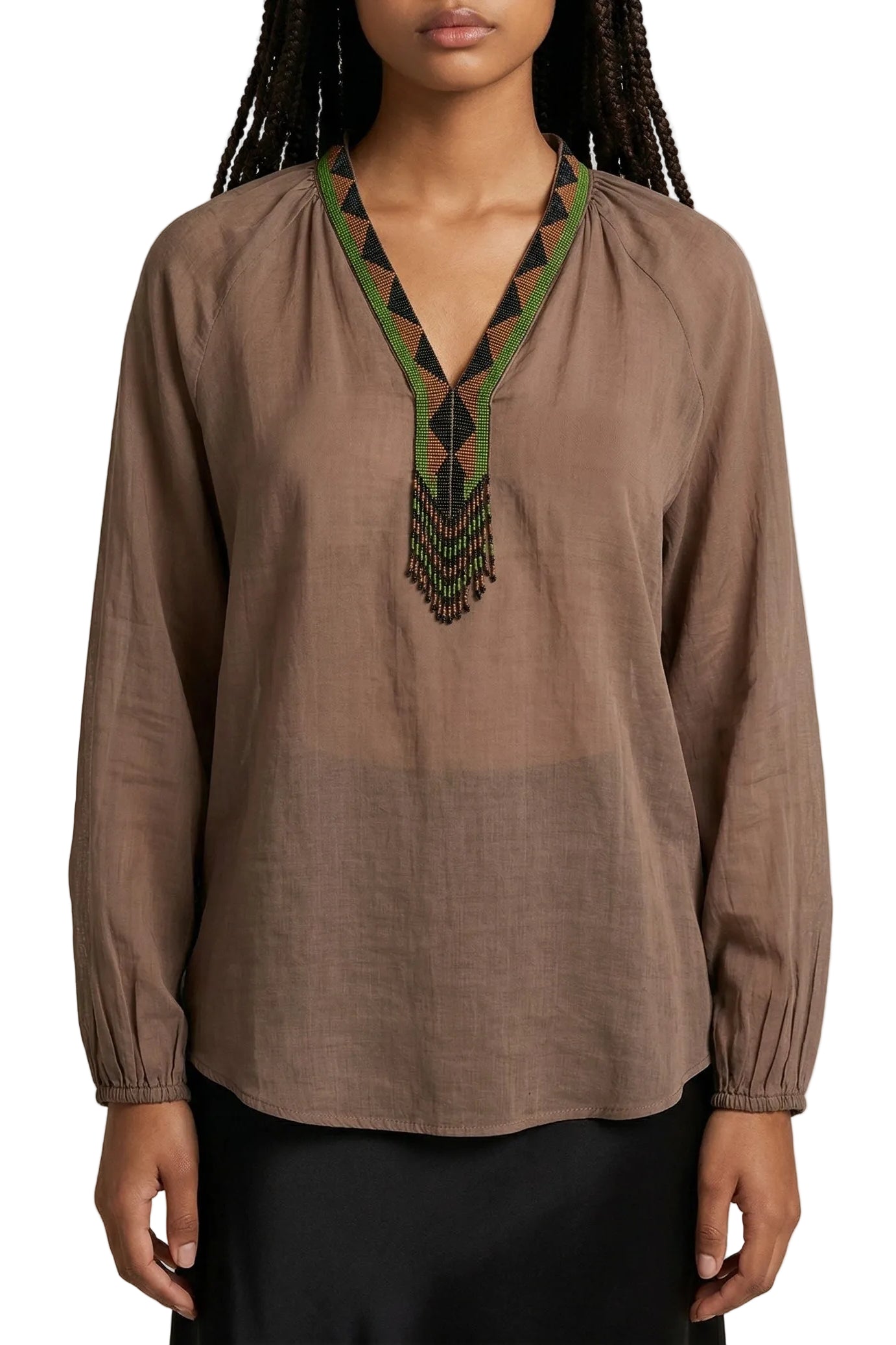 Ramie Shirt with Beads