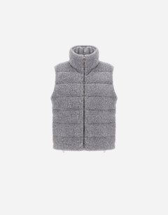 Herno Resort Vest in Wool-Blend Melange Flannel - Light Grey - flat product shot