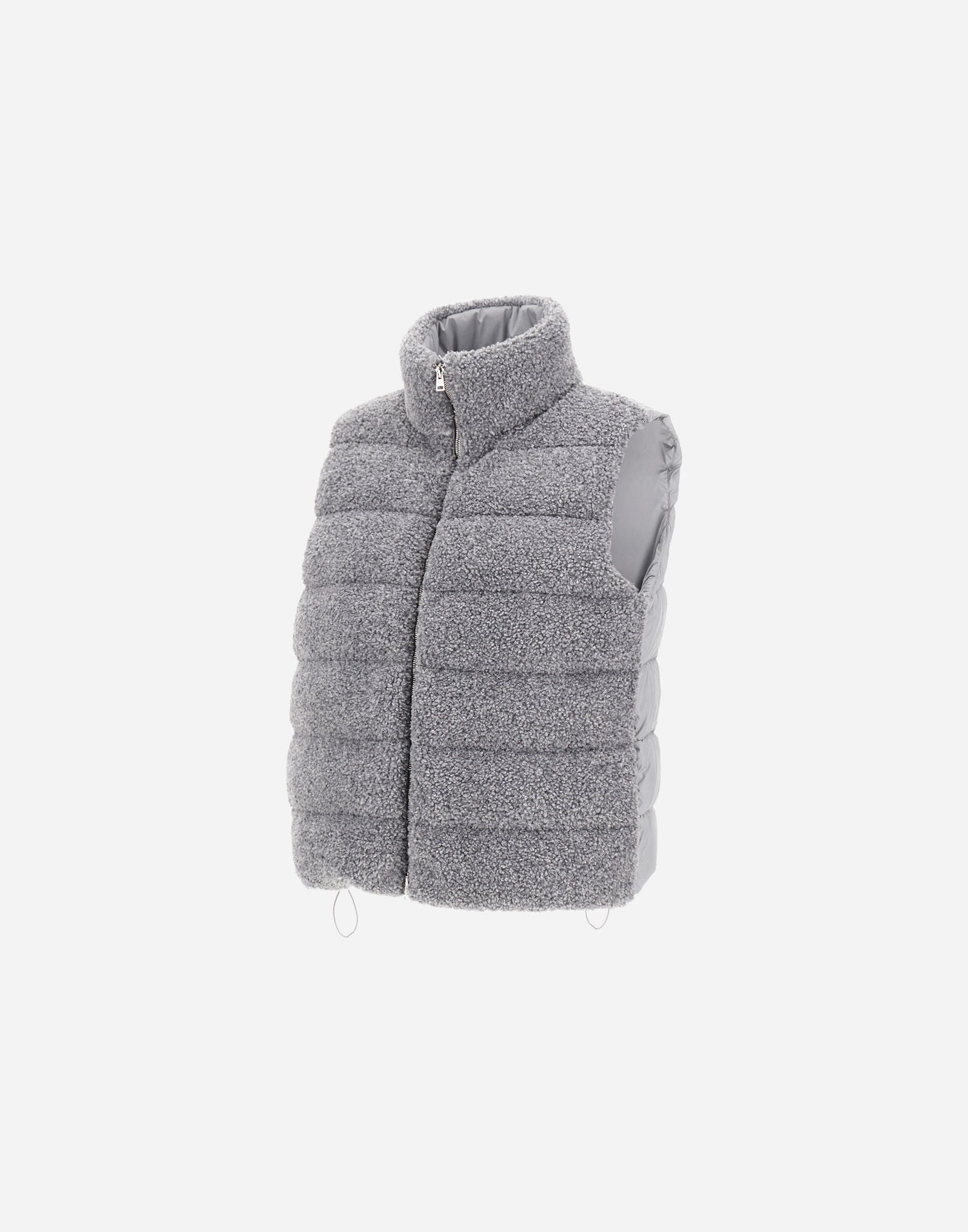 Herno Resort Vest in Wool-Blend Melange Flannel - Light Grey - detail