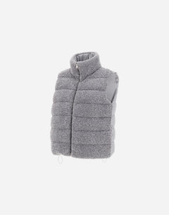 Herno Resort Vest in Wool-Blend Melange Flannel - Light Grey - detail