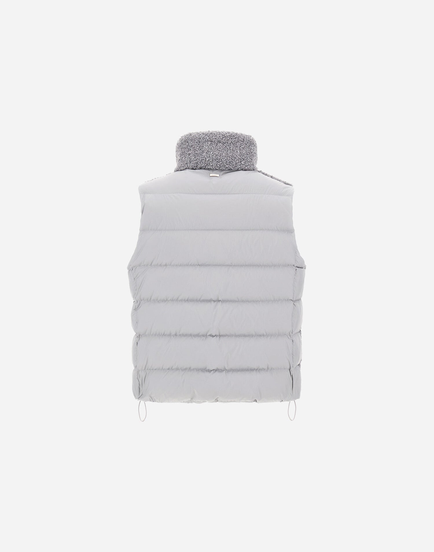 Herno Resort Vest in Wool-Blend Melange Flannel - Light Grey - detail
