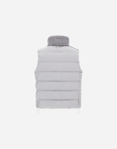 Herno Resort Vest in Wool-Blend Melange Flannel - Light Grey - detail