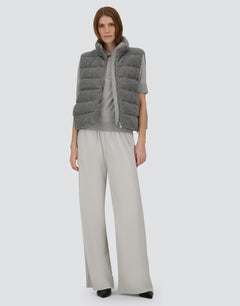 Herno Resort Vest in Wool-Blend Melange Flannel - Light Grey - model front