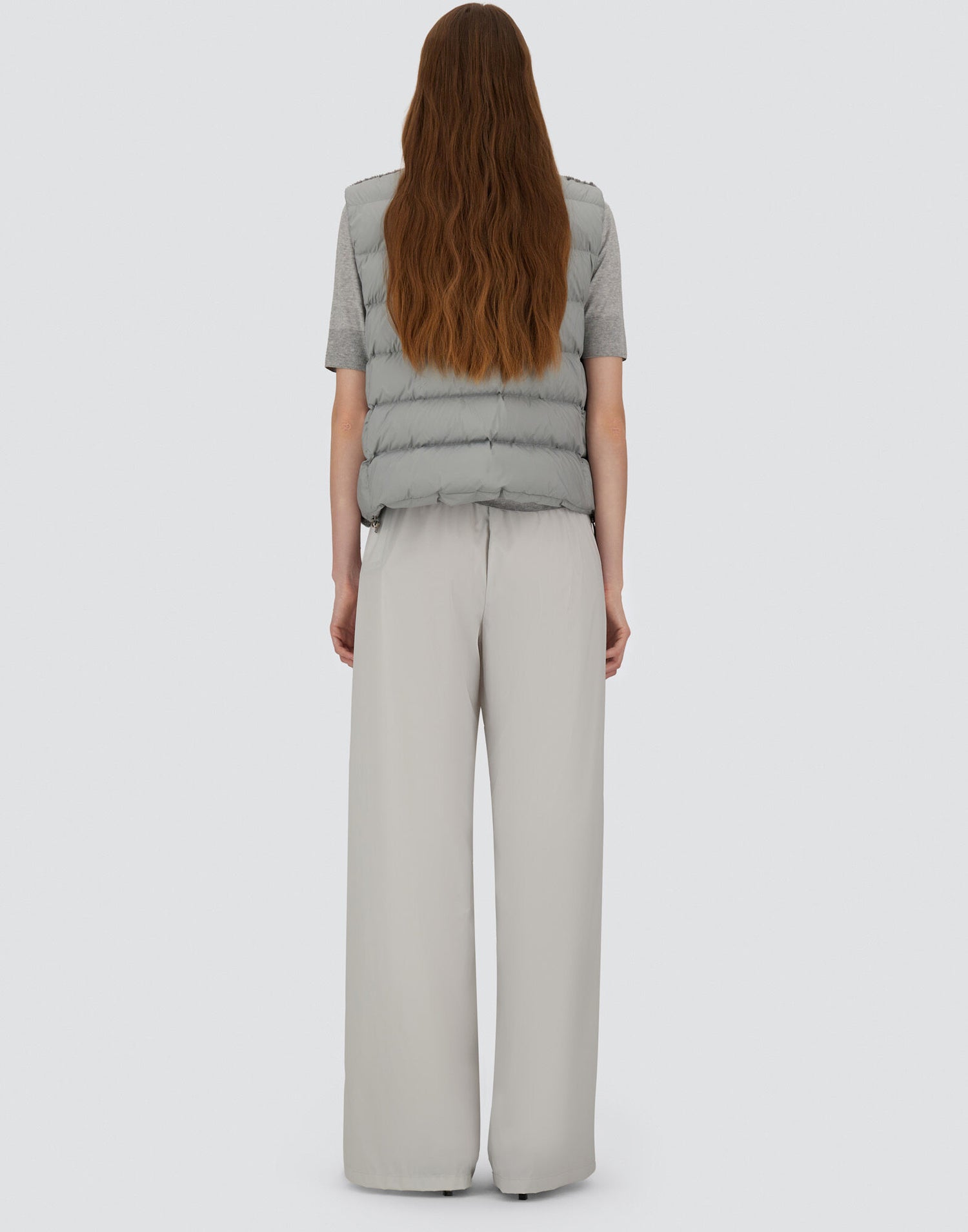 Herno Resort Vest in Wool-Blend Melange Flannel - Light Grey - detail