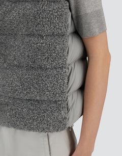 Herno Resort Vest in Wool-Blend Melange Flannel - Light Grey - detail
