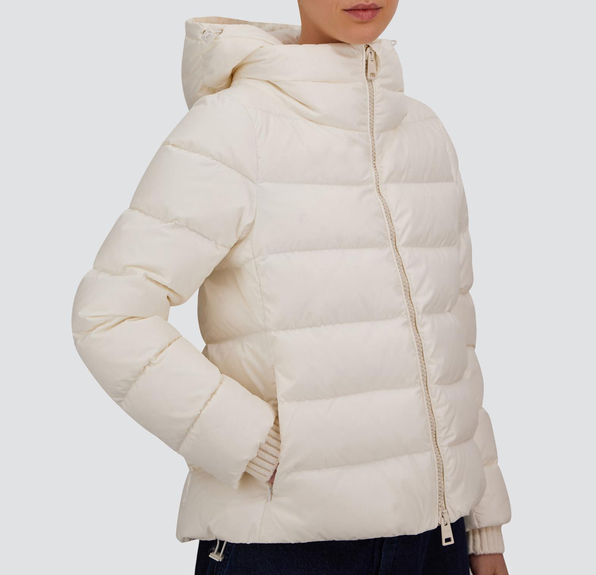 Rib Knit Cuff Technical Puffer