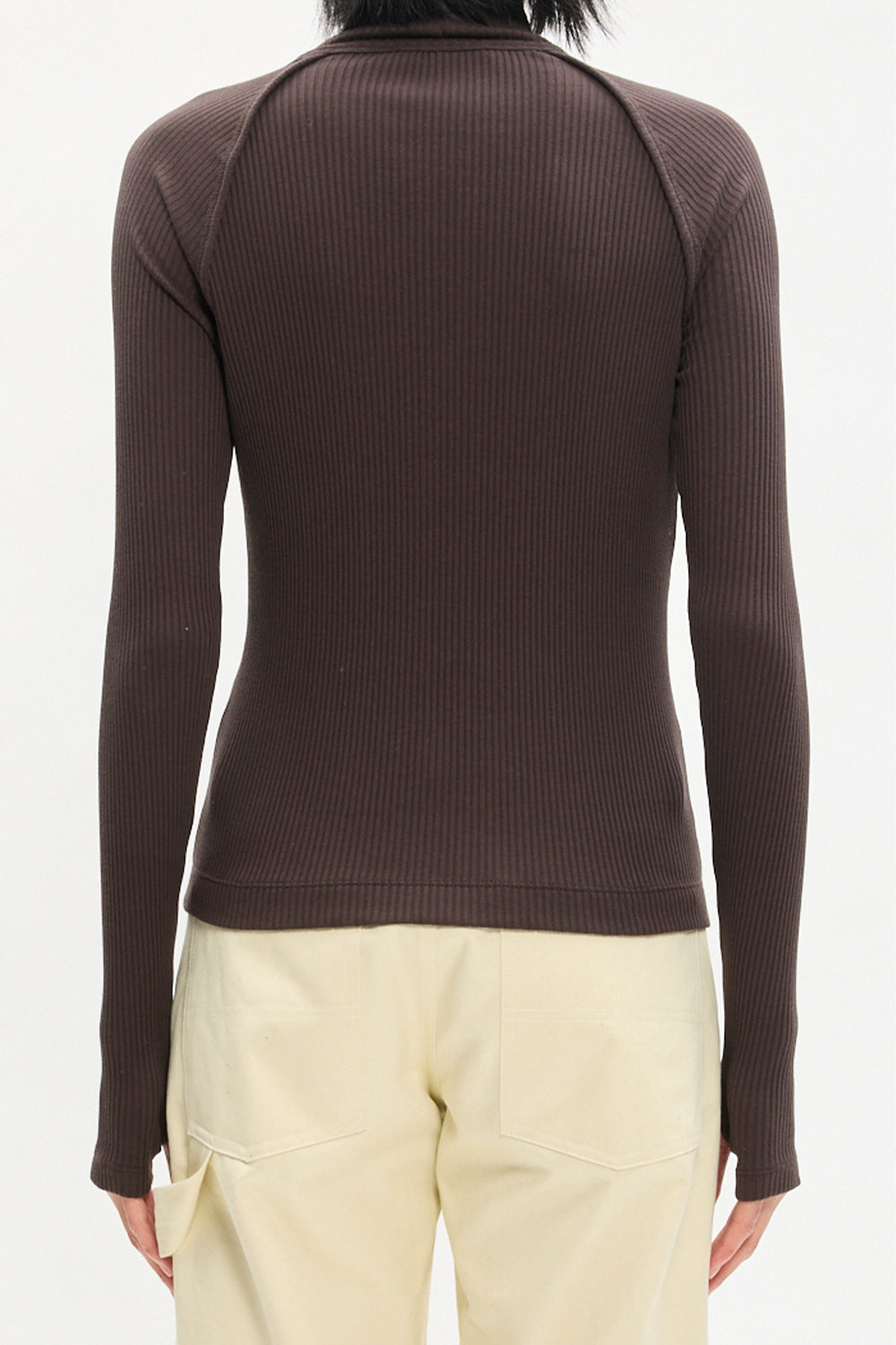Rib-Knit Shrug Layer Turtleneck
