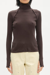Rib-Knit Shrug Layer Turtleneck