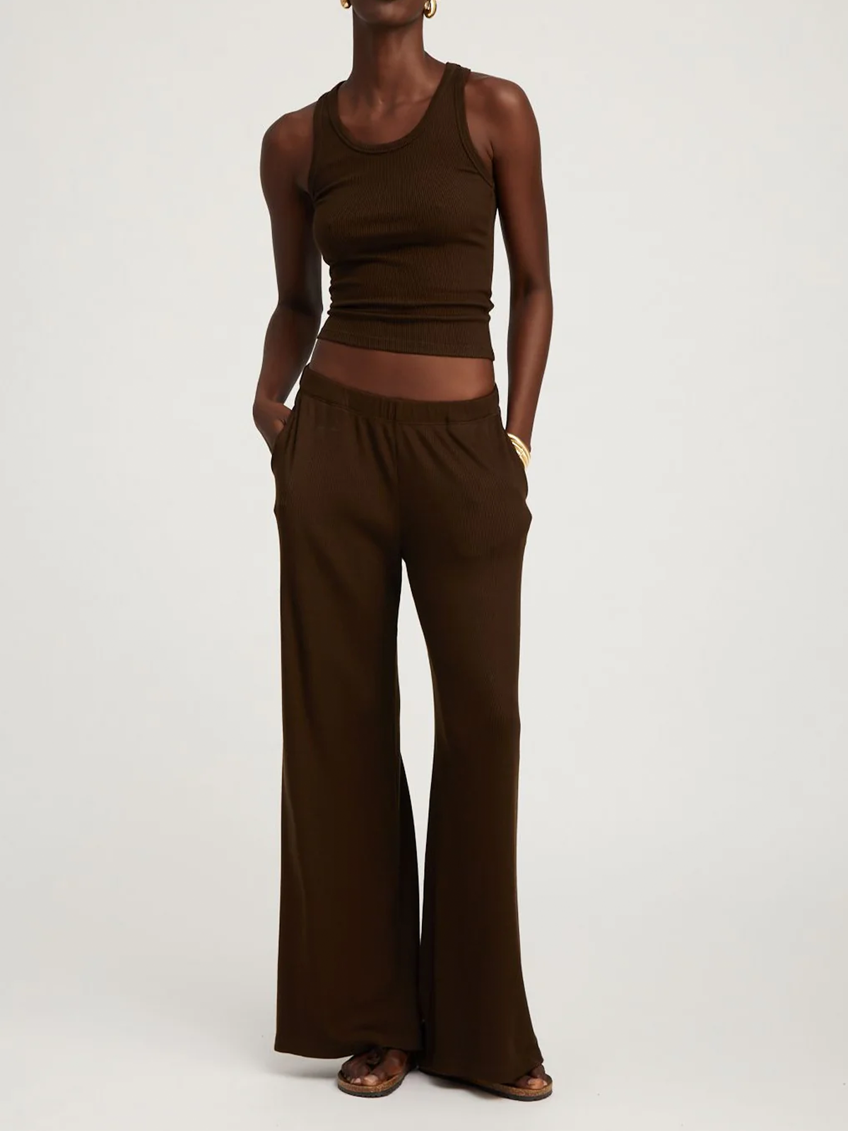 Rib Wide Leg Pants
